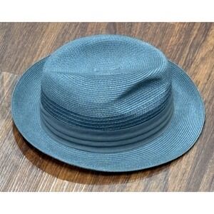 Vintage Park Royal Genuine Milan Weave Straw Hat‎ Charcoal  - 7 1/2"